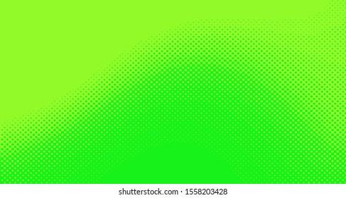 Bright green yellow dotted background. Abstract polka dot background with halftone dots design. Gradient halftone pop art retro style comic. Vector illustration for sale banner. Eps 10.