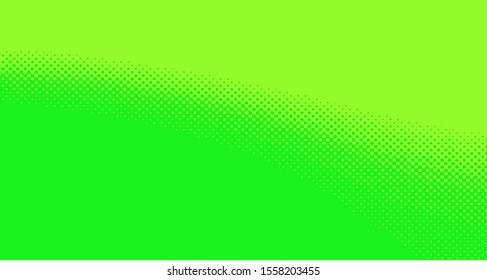 Bright green yellow dotted background. Abstract polka dot background with halftone dots design. Gradient halftone pop art retro style comic. Vector illustration for sale banner. Eps 10.