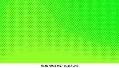Bright green yellow dotted background. Abstract polka dot background with halftone dots design. Gradient halftone pop art retro style comic. Vector illustration for sale banner. Eps 10.