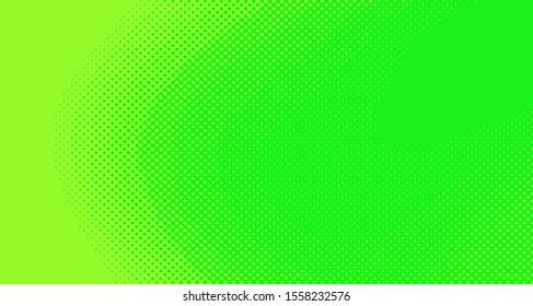 Bright green yellow dotted background. Abstract polka dot background with halftone dots design. Gradient halftone pop art retro style comic. Vector illustration for sale banner. Eps 10.