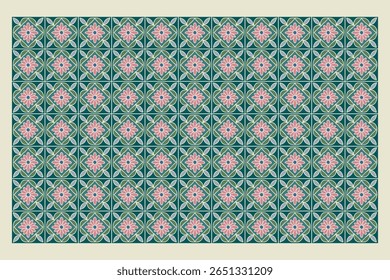 Bright green, yellow, and red vector tiles form a striking pattern, ideal for floor surfaces, wallpaper designs, or vibrant wall art compositions.

