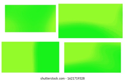 Bright green yellow vector retro comic dotted backgrounds design. Pop art background set with halftone dots. Vector illustration for sale banner. Eps 10.