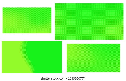 Bright green yellow vector retro comic dotted backgrounds design. Pop art background set with halftone dots. 