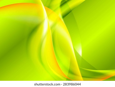 Diseño de olas amarillas verdes y luminosas. Fondo del vector