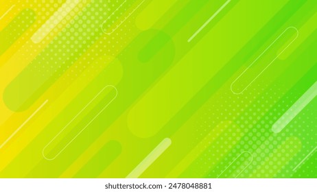 Bright green-yellow abstract dynamic background. Modern geometric wallpaper. Suitable for templates, banners, posters, covers, brochures, websites, and pages