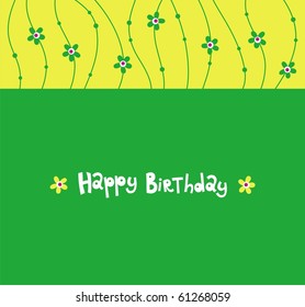 Bright greeting card with a birthday in a green color scheme