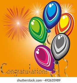 Bright greeting card
Congratulations abstraction style holiday ive balls air on tape colorful fireworks text highlight eps10 vector illustration Stock