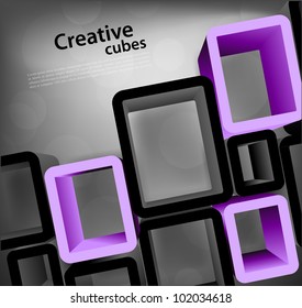 Bright grey background with cubes with circle