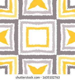 Bright Grid Fashion Vector Seamless Pattern. Yellow Fabric Plaid Background. Creative Cell Illustration. Sun Check Graphic Pattern.
