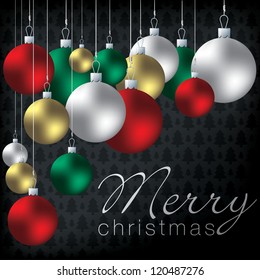Bright group of baubles card in vector format.
