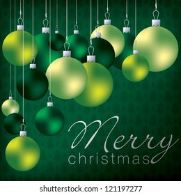 Bright group of baubles card in vector format.