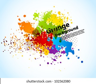 Bright grunge background with splashes of paint