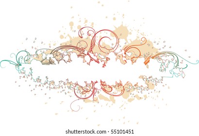 Bright grunge banner with elements of ornament