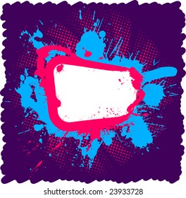 Bright grunge blank frame with halftones and splashes