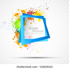 Bright grunge colorful background with square frame