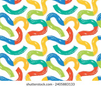 Papel pintado de garabatos grunge brillante con calambres y pinceles ondulados. Trazos curvos dibujados con carbón vegetal y líneas onduladas con marcador. Patrón de banner ininterrumpido de frotis orgánica