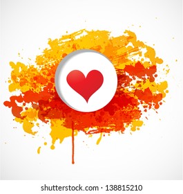 Bright grunge splash with a heart inside