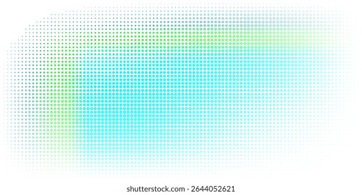 Bright halftone background with green and cyan gradient dots. Abstract modern digital texture perfect for tech, design, and pop art visuals.