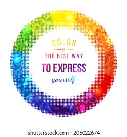 Bright halftone color wheel and type design