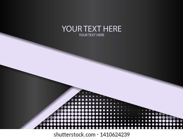Bright halftone dots and colored inclined ribbons stripes on a dark background. Luxury poster background template. 3d advertising modern graphic design. Vector illustration