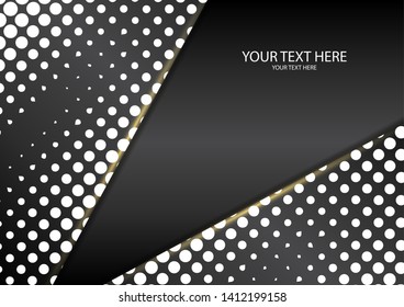 Bright halftone dots on a dark background. Luxury poster background template. 3d advertising modern graphic design. Vector illustration