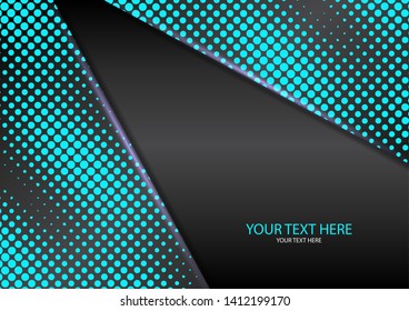 Bright halftone dots on a dark background. Luxury poster background template. 3d advertising modern graphic design. Vector illustration