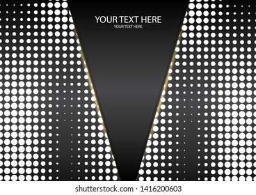 Bright halftone dots on a dark background. Luxury poster background template. 3d advertising modern graphic design. Vector illustration