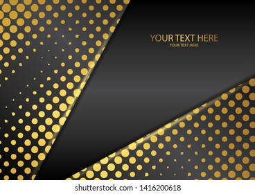 Bright halftone dots on a dark background. Luxury poster background template. 3d advertising modern graphic design. Vector illustration