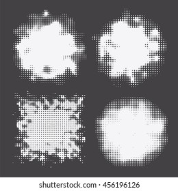bright halftone set on dark background abstract vector illustration