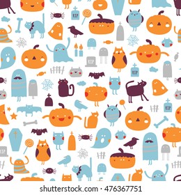 Bright Halloween background. Vector seamless pattern for Halloween