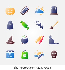 Bright halloween icon set - vector black halloween symbols 