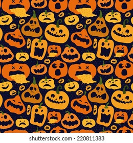 Bright Halloween pattern or background in vector. Stylish Halloween background with pumpkin in cartoon style. 