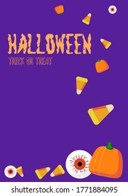 Bright Halloween poster. Poster with sweets for Halloween.