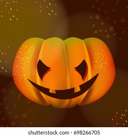 Bright Halloween pumpkin over dark, modern illustration, Vector