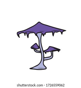 Bright, hallucinogenic, decorative, fantastic mushrooms, rainbow colors, each mushroom has its own pattern. Psychedelic mushroom seamless pattern, black background. Vector hand drawn illustration.