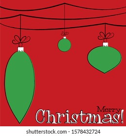 Bright Hand Drawing bauble Christmas card in vector format