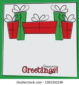 Bright Hand Drawing Christmas Present card in vector format