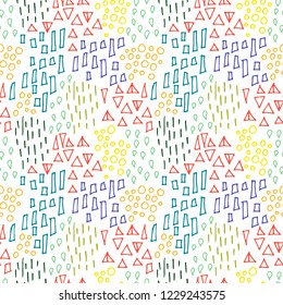 Bright hand drawn abstract seamless pattern. Vector doodling collection. Scribble illustration