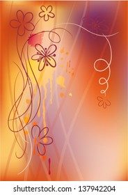 Bright hand drawn flowers. Vector illustration.