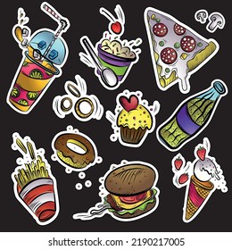 Bright Hand Drawn Food Sticker Pack