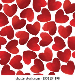 Bright hand drawn hearts seamless pattern on white background. Universal love, wedding design backdrop