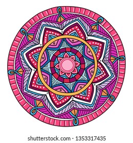 Bright hand drawn mandala