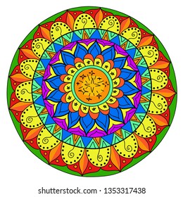 Bright hand drawn mandala