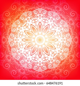 Bright  hand drawn mandala ornament.Mehndi, henna pattern. Can be used for textiles, printing on phone, yoga Mat, coloring.