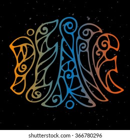Bright hand drawn poster template with doodles elements in the form of inscription on monochrome background. Peace.