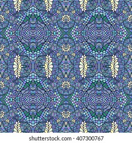 Bright hand drawn seamless texture with abstract floral elements. Seamless floral abstract floral wave ornaments, hand drawn vector illustration made of simple doodles. Zen tangle pattern.