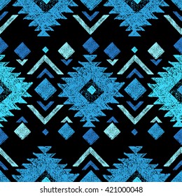 Bright hand drawn tribal seamless pattern