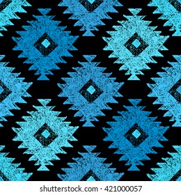 Bright hand drawn tribal seamless pattern