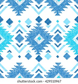 Bright hand drawn tribal seamless pattern