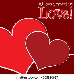Bright hand drawn Valentine's Day card in vector format.
